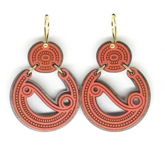 Pendientes de Madera, Torques Arracadas con Gancho corto - Imagen 3